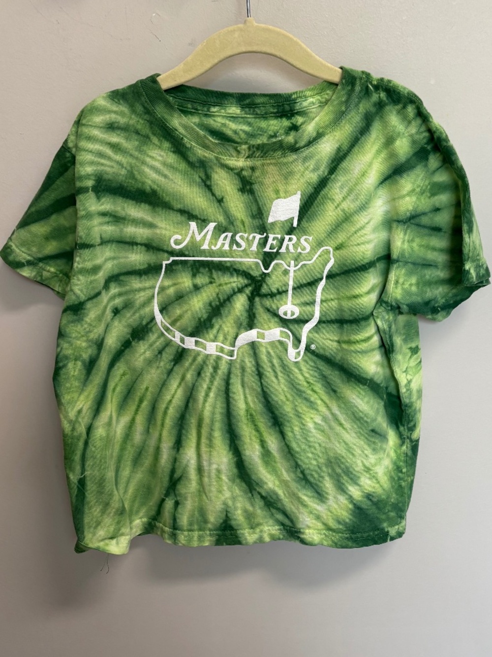 Masters tie dye green tee shirt, size YOUTH XS